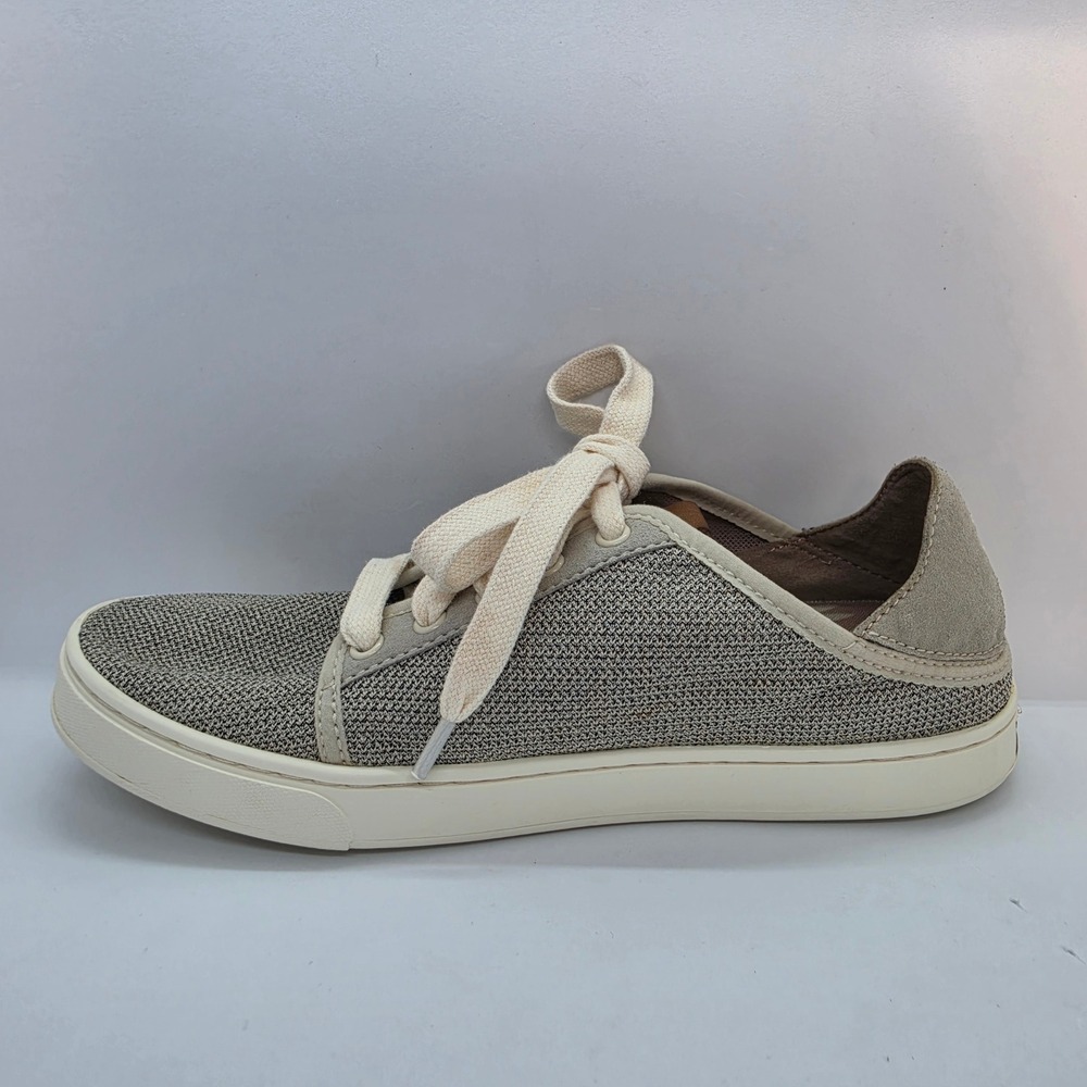 OluKai Pehuea Li Womens‎ 7.5 Tapa Gray Mesh Lace Up Drop-In Heel Sneakers - Picture 11 of 11